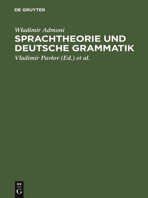 cover image of Sprachtheorie und deutsche Grammatik